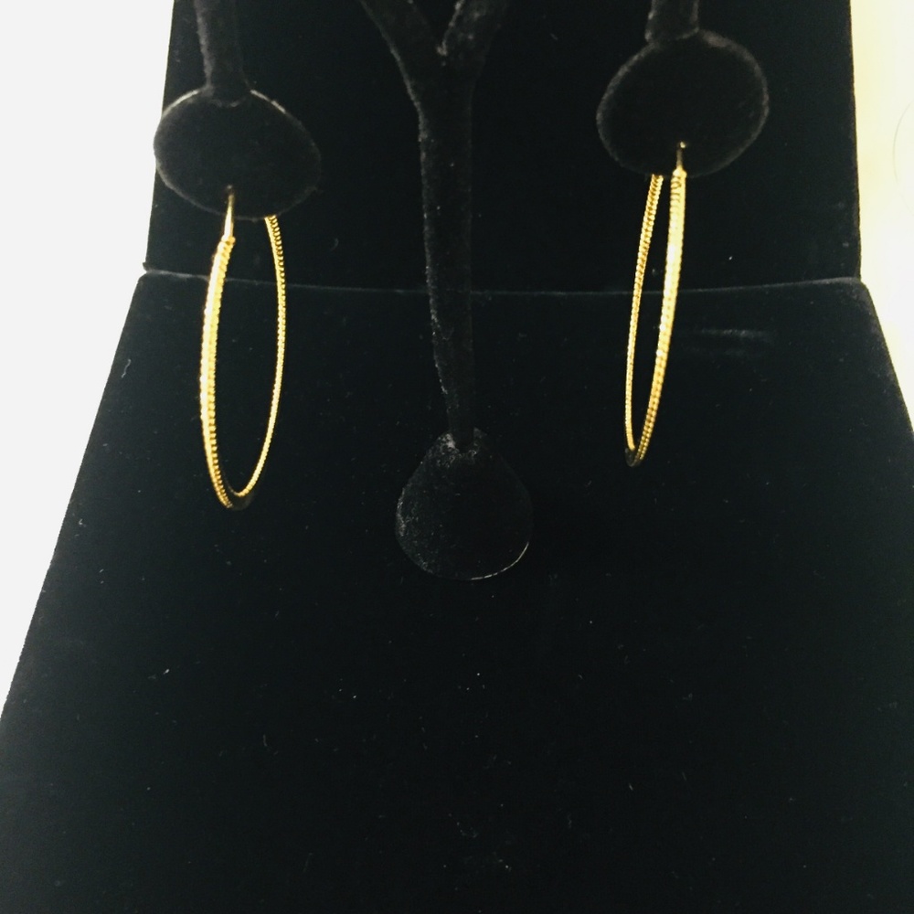 Gold Toned Small Hoop Earrings - Picture 2 of 2